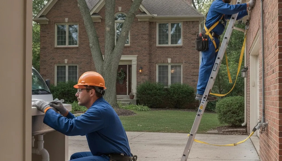 Highland Park, IL plumber repairing a pipe for a local plumbing service call