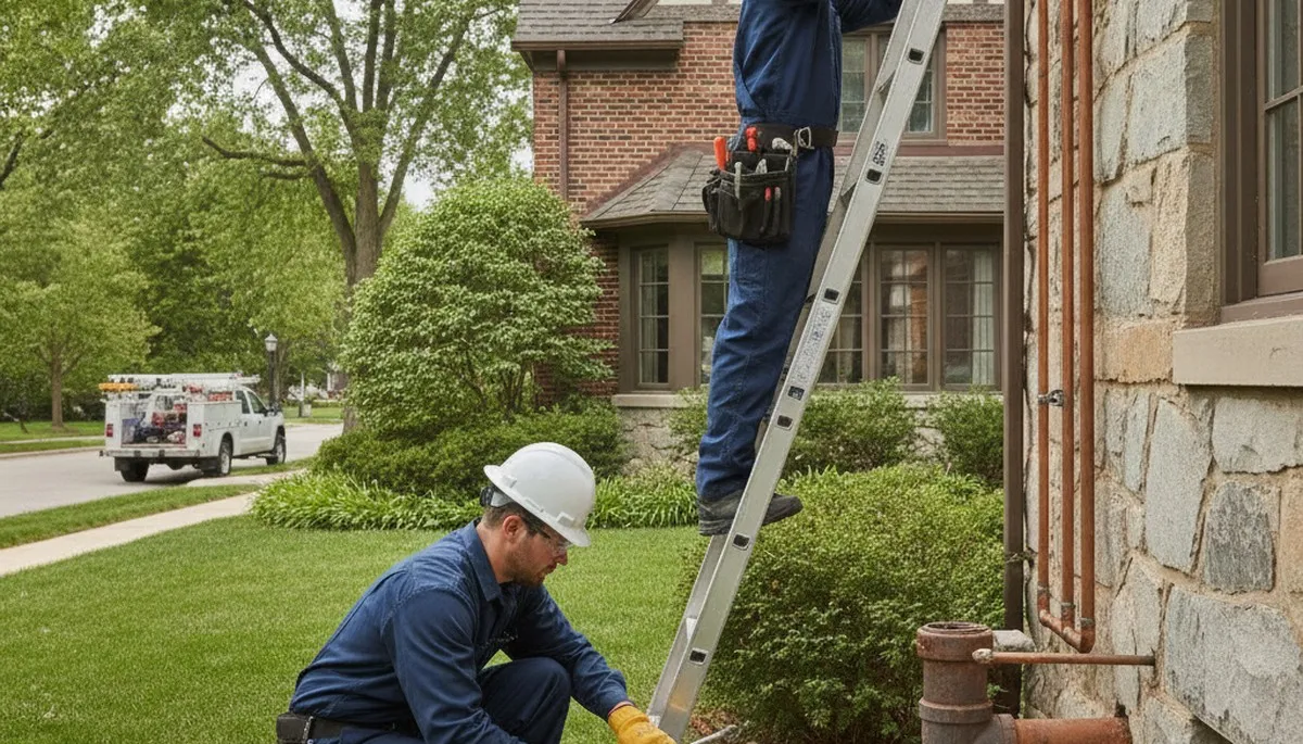 Plumber repairing a pipe in Highland Park, IL for emergency plumbing service