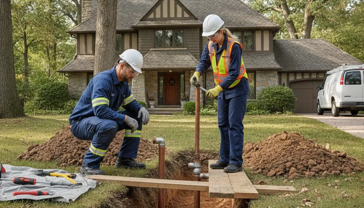 Plumbing repair truck serving Highland Park, IL for emergency leak and pipe repair services