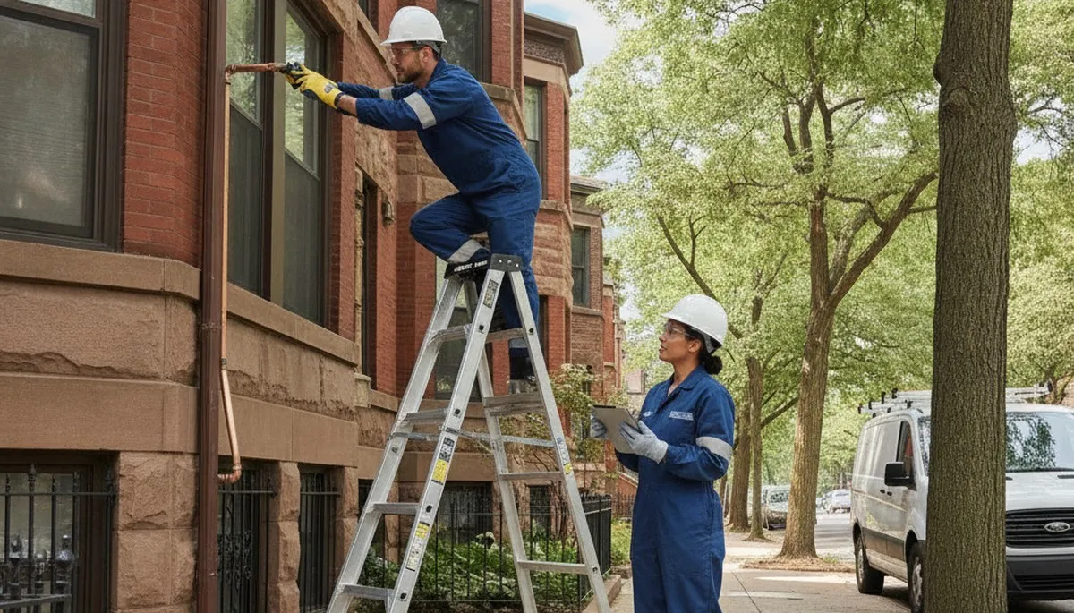Highland Park, IL plumber repairing a residential pipe for leak and water damage prevention